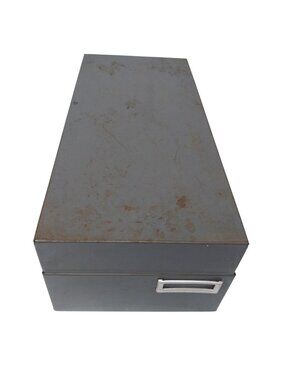 Vintage Steelmaster Index Card File Box Gray Metal Divider 5 x 12 USA